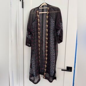 Soft Surroundings Black and Gold Women's Kimono